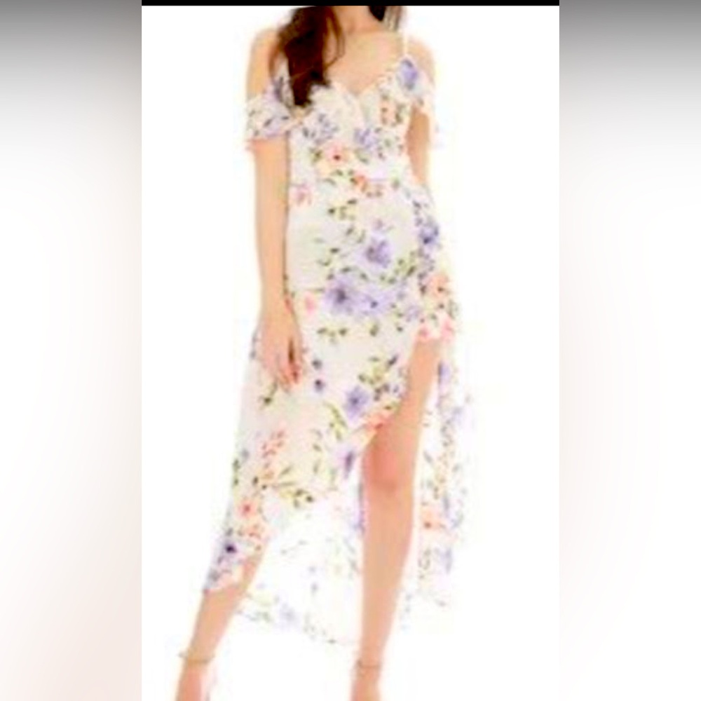 Ivory floral 2-fer romper/maxi dress